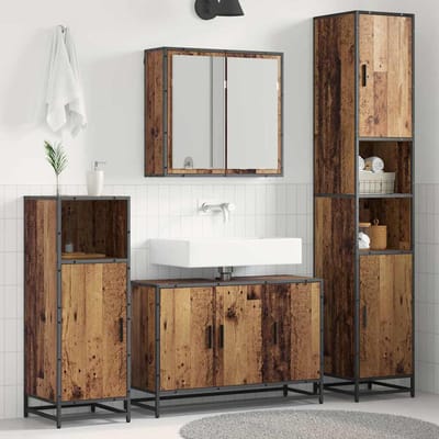 vidaXL - Badkamermeubel - Set - 3 - st - Oud - Hout - Bewerkt - hout