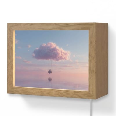 Wandlamp 20x15 cm - Oplaadbaar - Wolk - Schommel - Kleurrijke lucht - Wandlampen binnen woonkamer - Slaapkamer lamp met kabel - Decoratieve nachtlamp - Vloerlamp snoer