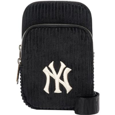 MLB New York Yankees NY Logo Brodé Tendance Sportive Velours Côtelé Sac pour Téléphone Sac Bandoulière Croisé Sacs Unisexe Noir 3ACRH0316-50BKS Black black