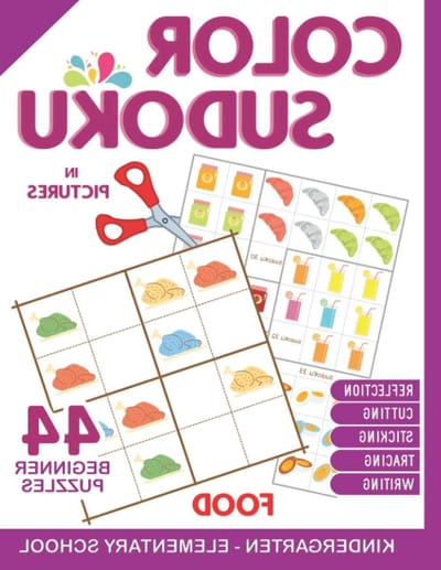Color Sudoku Kinderboek - Puzzelboek Kleuren - Kinderen Leren Spelen - 4x4 Sudoku met Plakplaatjes - Groot Formaat - Veelkleurig
