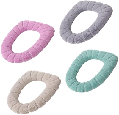 Dailygoods- WC-Stoelhoes Wasbaar - Toiletzitting Cover - Zacht en Warm - Pluche - 4 Stuks - Voor Badkamer
