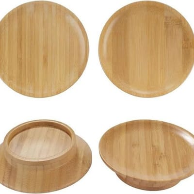 TOVBMUP Wijnglas Bordhoes - Houten Wijnglas Middelpunten - Wijnglas Ham Bordenset - Ronde Wijnglashoes en Schoteltjes - geschikt voor Desserts, Familiediners en Feestbenodigdheden - 4 Stuks