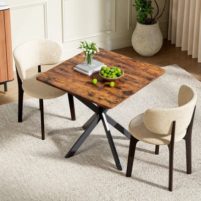 DESMIU Bijzettafel - Industrieel X Frame En Houtlook Blad - Veelzijdig Voor Woonkamer Slaapkamer Keuken En Werkplek - Spaanplaat En Staal - Bruin - 80x80x75 Cm