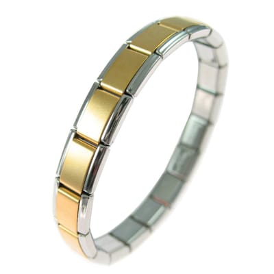 Quiges - 9mm -Schakel - armband - Goud - Zilveren mat - Geschikt voor - Bedel - SchakelBedel - italy bedels