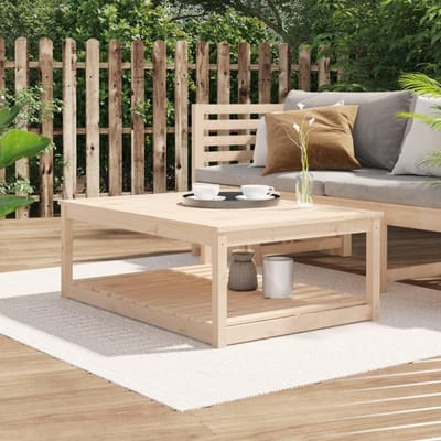 Houten tuintafel - Balkon bijzettafel - Gezellig buiten eten - Met extra opbergplank - 121x82x45 cm - Natuurlijk hout