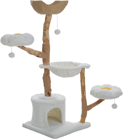 Kattenu PureWood Flower Large - Houten krabpaal boomstam - krabpaal hout voor katten - krabpaal hout design
