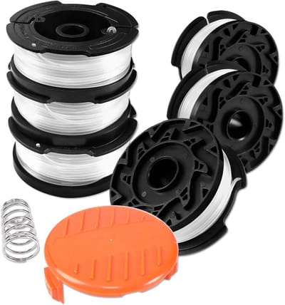 6 Stuks Draadspoelen voor Black en Decker Grastrimmer, Grastrimmer Spoelen, Lengte 9,15 m, Diameter 1,65 mm met Spoelafdekking en Veer