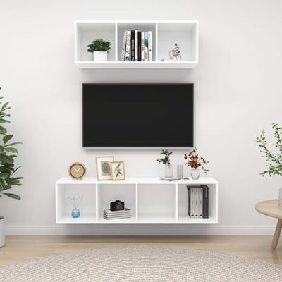 vidaXL - 2-delige - Tv-meubelset - bewerkt - hout - wit