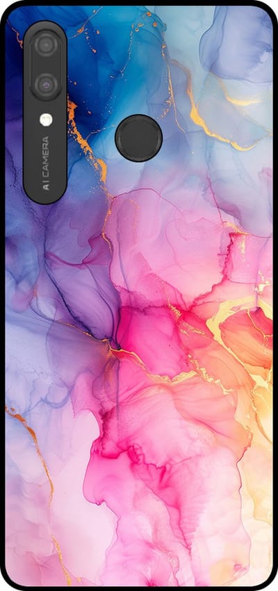 Smartphonica Telefoonhoesje Geschikt voor Huawei P Smart (2019) met marmer opdruk - TPU backcover case marble design - Regenboog geschikt voor Huawei P Smart (2019)