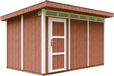 Timbela M904-REDWOOD RED - LP SmartSide Tuinhuis op houtbasis - 8,7 m² - 412x279xH237 cm - met vloer en verf