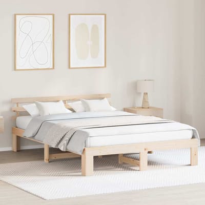vidaXL - Bedframe - met - hoofdeinde - Naturel - 160 - x - 200 - cm - Massief - grenenhout