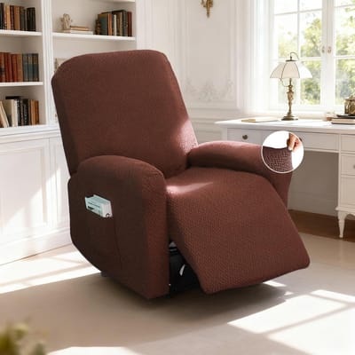 Verstelbare Fauteuilhoes, Recliner Stoelhoes, Rekbare Bescherming met Zakjes, All-Inclusive Gestreepte Jacquard Bescherming voor Relaxstoelen en Zonnebedden