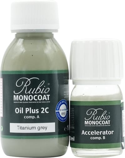 Rubio Monocoat Oil Plus 2C - Ecologische Houtolie in 1 Laag voor Binnenshuis - Titanium Grey, 130 ml