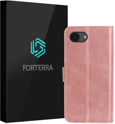 Hoesje Geschikt voor Apple iPhone 16e - Luxe Bookcase - Walletcase Hoes - Portemonnee - Cover - Rosé goud