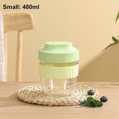 480/570ml Ontbijtbeker Draagbare Havermout Granen Noten Yoghurt Saladebeker Met Lepel Picknick Lunchbox Studenten Voedselopbergcontainer beige