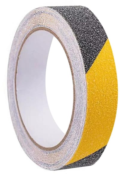 Antislip plakband 25 mm x 5 m - Zwart en Geel, Zelfklevend voor Binnen en Buiten