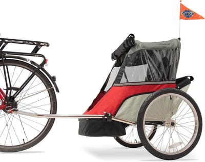 Kinderfietsaanhanger - Fietskar - Actieve Uitjes - Lichtgewicht Ontwerp - 137 x 82 x 92 cm - Kersenrood