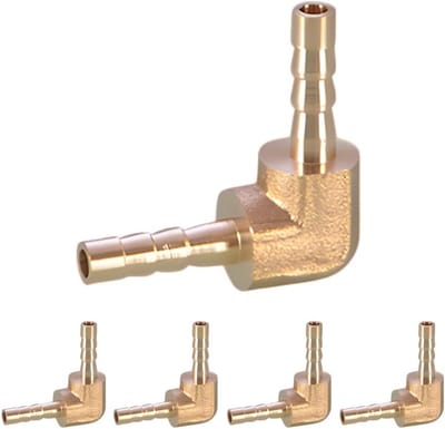 5-delige messing slanghouder met 90 graden L-vorm, gas slang fitting, messing bocht met mannelijke schroefdraad, 90 graden buisconnector voor diverse toepassingen