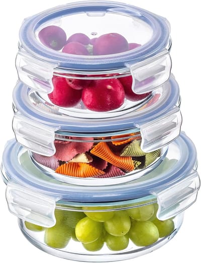 Famanu - Rechthoekige borosilicaat glazen container met deksel set 2x1520ml – lunchbox glas, voedsel bewaren, koelkast organizer, keuken opslag