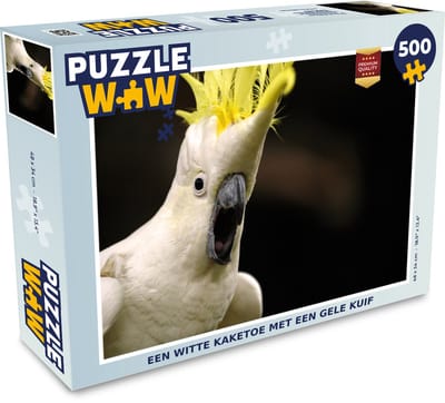 Puzzel Een witte kaketoe met een gele kuif - Legpuzzel - Puzzel 500 stukjes