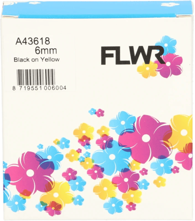 FLWR - Printetiket / 43618 / Zwart op Geel - Geschikt voor Dymo