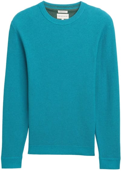 Tom Tailor - Gebreide trui van katoen - Maat XXXL - turquoise blue melange