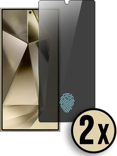 Casemania Privacy Glas Geschikt voor Samsung Galaxy S24 Ultra Screenprotector Glas Gehard - Met werkend Fingerprint Sensor - Volledige Bescherming - 2 Stuks