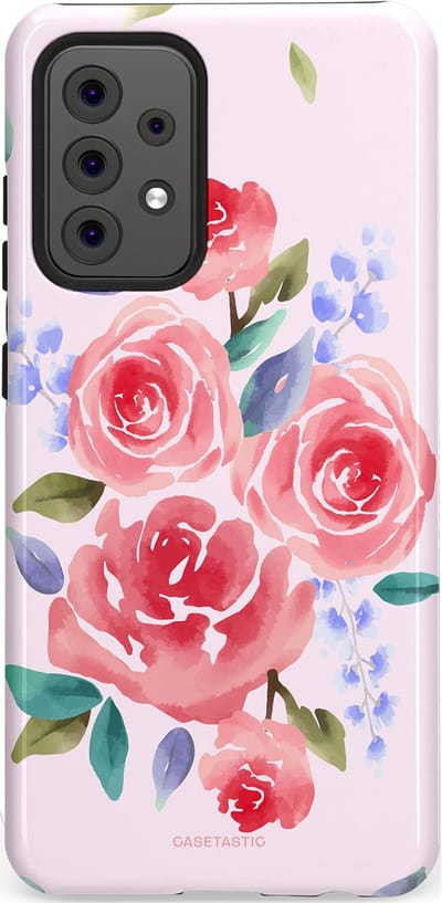 Casetastic hoesje geschikt voor Samsung Galaxy A52 (2021) 5G / Samsung Galaxy A52 (2021) 4G - Dubbellaagse bescherming - Aquarel pracht - Fashion Case - Lichtroze Lavendel