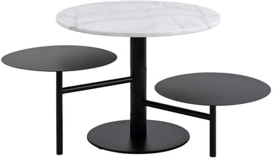 Salontafel Rond Ø60cm - Marmer Zwart/Wit - Estelle - Giga Living