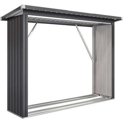 4goodz Houtopslag Gegalvaniseerd Staal met Schuin dak – 66x213x150 cm - Donkergrijs