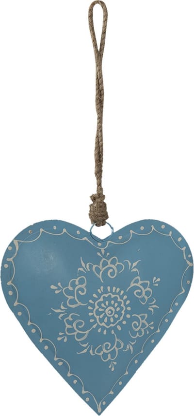 Clayre & Eef Kersthanger Hart 16 cm Blauw IJzer