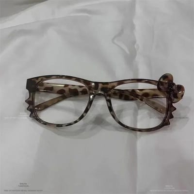 Kawaii Roze Luipaard Brilmontuur Schattig Cartoon Anime Y2K Vintage Strik Brillen Speelgoed voor Meisjes Cadeaus gray