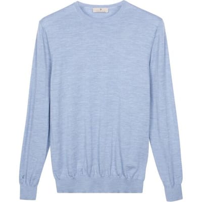 Thomas Maine Trui Crew Neck Fine Merino Single Knit Licht Blauw / male