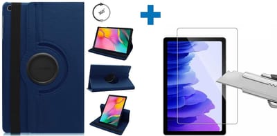 Screenprotector Geschikt voor Samsung Galaxy Tab A7 Hoes - (2020/2022) - 360 graden draaibaar case Donkerblauw + screenprotector gehard glas
