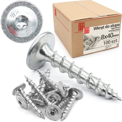 LUN FIX - Postschroeven 8 x 40mm - 100 stuks - T40 - Corrosiebescherming - Torx-paddenstoel schroeven - Witte verzinkte staal