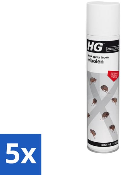 5 x HG X Spray Tegen Vlooien 400 ml - Vlooienbestrijding - Vlooienverwijdering - Vlooienprobleem - Vlooienbestrijdingsmiddel - Vlooienverwijderen