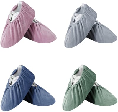 Dailygoods- Overschoenen herbruikbaar - 4 stuks - Antislip - Wasbaar - Pluche - Dikke zolen met uitstekende slijtvastheid - Schoenbeschermers