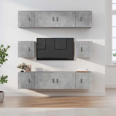 vidaXL - 8-delige - Tv-meubelset - bewerkt - hout - betongrijs
