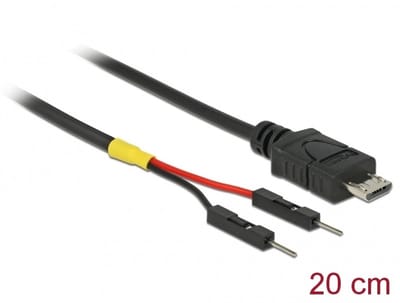 Delock USB Power Cable Micro-B to 2 x pin header male separate power 20 cm