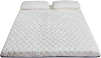Japanse vloermatras - Inklapbaar futonbed - Comfortabel slapen - Dubbellaagse vulling - 90 x 200 cm - Wit