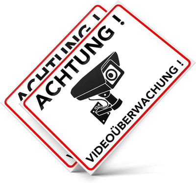 Videobewaking Sticker – Waarschuwingsbord voor Camerabewaking – 2 Stuks (14,80 cm x 10,50 cm)