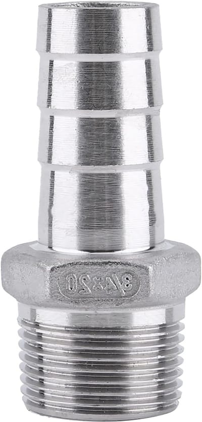 Hoge Kwaliteit Rvs Slangverbinder met Mannelijke Draad, Geschikt voor 1/8" tot 3/4" Slangen, Duurzaam en Corrosiebestendig