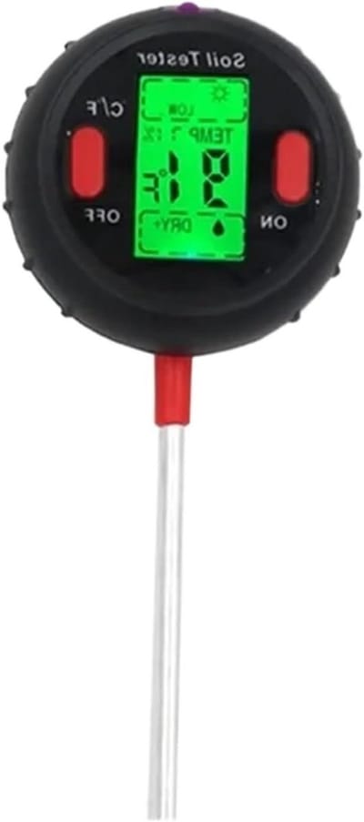 Bodemtester 5 in 1 - Vochtigheidsmeter Analysator - Plantenverzorging Tuin - Uitgebreide Metingen - 19.7cm Sonde - Zwart