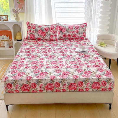 1 stuk Bloemenprint Fitted Hoeslaken Eenpersoons/Queen/King Reactief Geprint Bloemenstijl Hoeslakens voor Bedden(Kussensloop moet worden besteld) Single90x200x25cm1pc