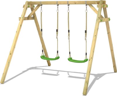 Wickey Smart Move Schommelframe - Dubbele schommel met flexibele houten verbinder - Compact design - 240x260x215 cm - Groen