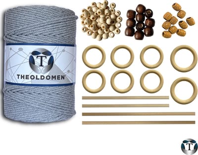 TheOldOmen Macramé pakket - DIY starter set met 200 meter touw en handleiding