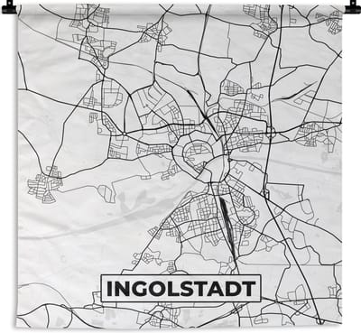 Wandkleed - Wanddoek - Plattegrond - Ingolstadt - Kaart - Stadskaart - 180x180 cm - Wandtapijt