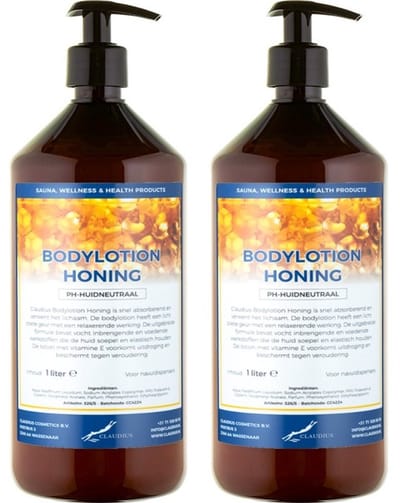 Bodylotion Honing 1 Liter - met gratis pomp - set van 2 stuks