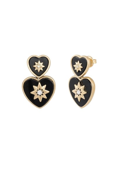 Luxe oorbellen goud met zwart - stainless steel - waterproof - oorstekers - earrings - cadeau- mam - dochter