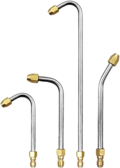 Hogedrukreiniger Verlengstuk - Reinigingsstaaf Gebogen - Moeilijk Bereikbaar - Lekvrije Constructie - 37 cm Lengte - Zilver